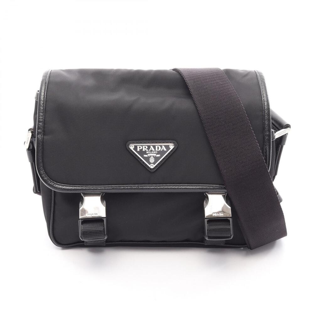 Prada RE TESSUTO SAFFIANO Shoulder Bag Saffiano Leather Black